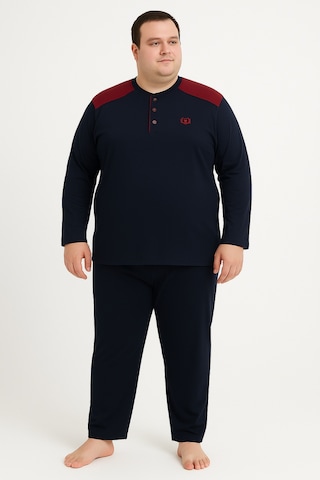 Mutlu City Erkek Yüksek Kalite İnterlok Penye Büyük Beden Pijama Takımı 18540 Lacivert - Bordo