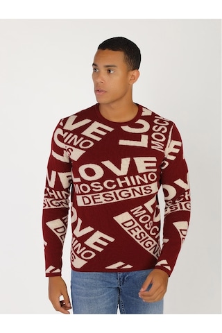 Moschino Moschıno Erkek Kazak / M.Lov.2019.6494 Vişne -Beyaz Bordo