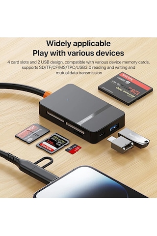 8in1 Multi Girişli Çevirici Adaptör Lightning / Type-c To Usb A/