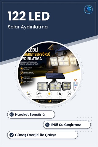 Solar Hareket Sensörlü Dış Mekan Duvar Ve Bahçe Lambası Güneş Ene