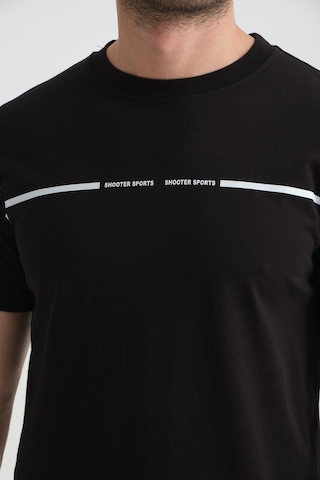 Shooter Sportwear Shooter Erkek T-shirt %100 Pamuk Nefes Alan Bisiklet Yaka Regular Fit Siyah