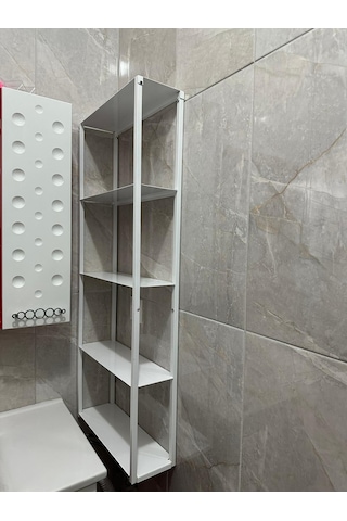Firuze Metal Banyo, Mutfak Ve Antre Duvar Rafı Beyaz Beyaz
