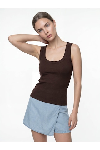 Loft 26yp69000235 Kahverengi Kadın Kolsuz T-shirt Lf2038440 Kahverengi
