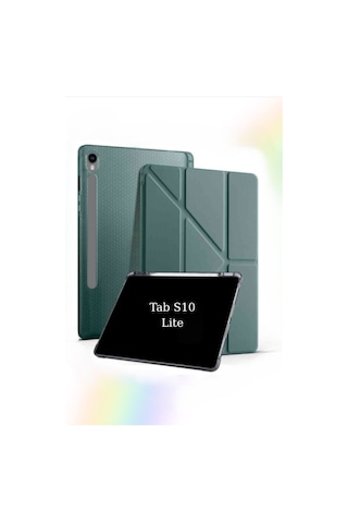 Fuchsia Galaxy Tab S10 Lite10.9 İnç İle Uyumlu Kalem Bölmeli Katlanabilir Standlı Tri Folding Tablet Kılıfı Kapaklı Kılıf
