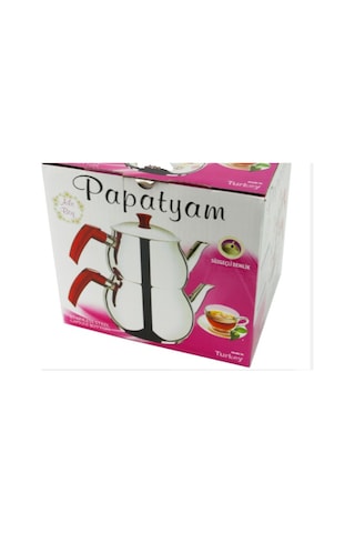 Papatyam Çelik Çaydanlık Takımı 3 Boy Mini Boy Kırmızı