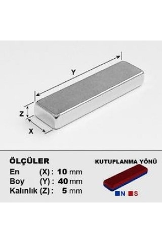 Neodyum Mıknatıs 40x10x5 Mm 5 Adet