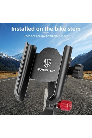 Wheel Up-360 Derece Ayarlanabilir Bisiklet Telefon Tutucu Alüminyum Y29356-b Siyah