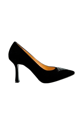 Disparita 26704 Hakiki Süet Stiletto İnce Topuk Kadın Ayakkabı Siyah Süet