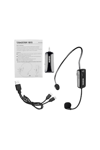 Takstar Hm-200w Ekranlı Kablosuz Kafa Mikrofonu Şarj,siyah