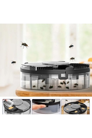 Createtech Suntek Dönen Elektrikli Sinek Kapanı Şarj Edilebilir Siyah Kontrol