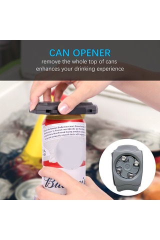 Mufunye Gri El Boyutlu Tüm Kapağı Kaldıran Metal+abs Materyalli İçecek Kutusu Açıcı - Ev, Parti, Piknik İçin Pratik Gri