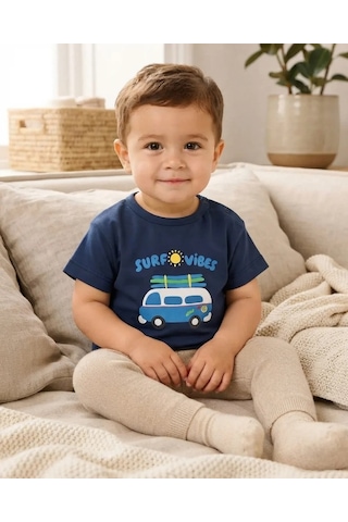 Tuffy Erkek Bebek Mavi Süprem Kumaş Baskılı T-shirt Rahat Kesim