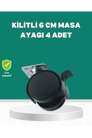 Zemin Korumalı Kilitli Ayak Tekerlek Seti 6 Cm