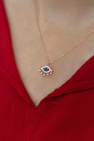 Bybarun Göz Nazar Gümüş Kolye Rose Gold