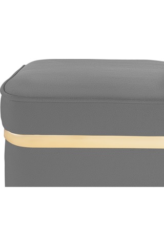 Zengo Gold Twin Line Kare Puf -gri Kumaş, Dekoratif Makyaj Masası Pufu-modern Style