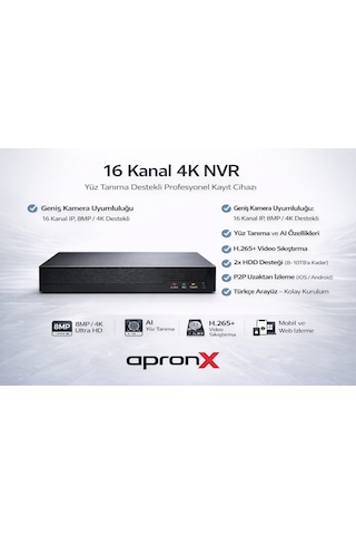 Ax-n116 16 Kanal 4k Nvr Kayıt Cihazı