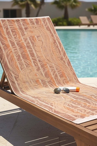 Turuncu Poseidon %100 Pamuklu Plaj Havlusu 70x140 Cm