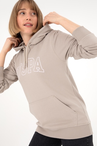 U.S. Polo Assn. Erkek Regular Fit Kapüşonlu Taş Basic Sweatshirt 50295175-VR049