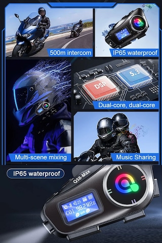 Motosiklet Kask Kulaklık Intercom Işıklı Motorsiklet Interkom Radyolu 2 Kişi Bağlantılı Intercom