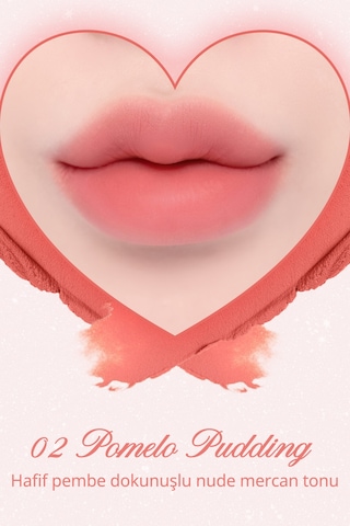 Dasique Kalp Tasarımlı Yoğun Pigmentli Köpük Yapılı Kadife Bitiş Sunan Ruj Souffle Color Pot 02 Pomelo Pudding 02 Pomelo Pudding