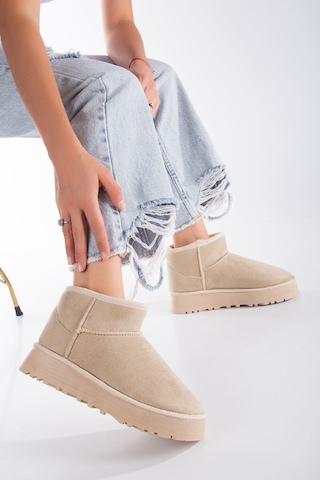 Viola Kalın Taban Bilek Boy Ugg Leopar Bej