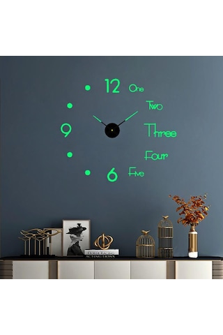 UpWay 40 cm Duvar Saati Sessiz Çerçevesiz Fosforlu Kendinden Yapı Yeşil