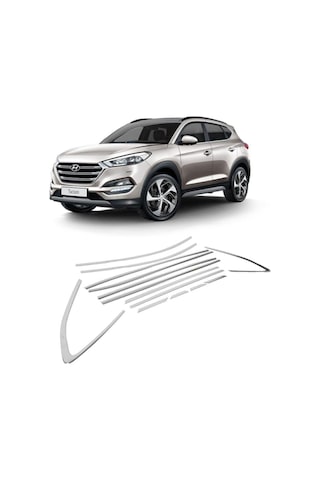 Hyundai Tucson 2016 Uyumlu Paslanmaz Krom Cam Çerçeve Çıtası Seti