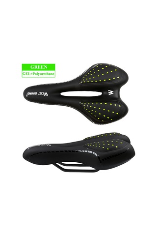Bisiklet Sele Nefes Alabilir Pu Deri Boş Yastık Rahat Yol Mtb Bisiklet Sele Gel + Poliüretan Şok Emici Yeşil