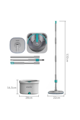 Smarter Aqua Master + Üçgen Aparat Temiz & Kirli Suyu Ayırma Özelliği Otomatik Temizlik Seti Mop
