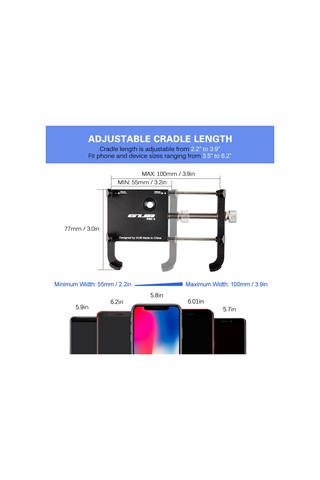 Skycity Alüminyum Bisiklet Telefon Tutucu 3.5-6.2 İnç Telefonlar İçin Ayarları Tam, Hafif Ve Dayanıklı Siyah Siyah