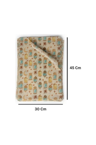Ramazan Kandil Temalı Pelur Kağıdı, İftar Hediye Paketleme Kağıdı, 18 G/m - 30x45 Cm, 12 Adet, Krem