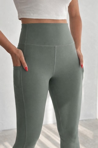 Balenbi Haute Kadın Yüksek Bel Toparlayıcı Çift Cepli Leggings Fitness Tayt 1092 Açık Haki