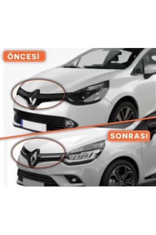 Renault Clio 4 Hb Krom Ön Panjur 2 Parça 2012 ve Üzeri (00) (ŞüsCarOto Aksesuar)