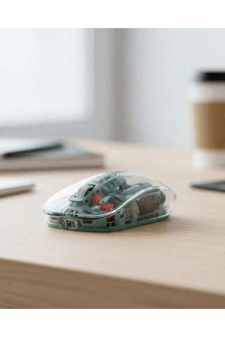 Bluetooth Ve 2.4g Usb Destekli Pilli Kablosuz Şeffaf Mouse -