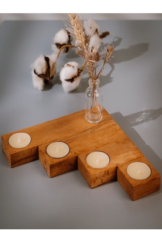 Ahşap Mum Tutucu Set