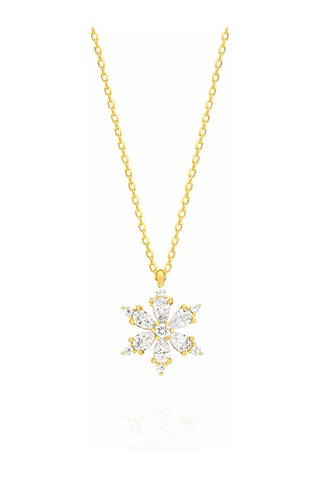 Çekirdekjewelry Altın Kaplama Kar Tanesi Kolye Işıklı Kutulu, Zirkon Taşlı Şık Kadın Kolye Sarı