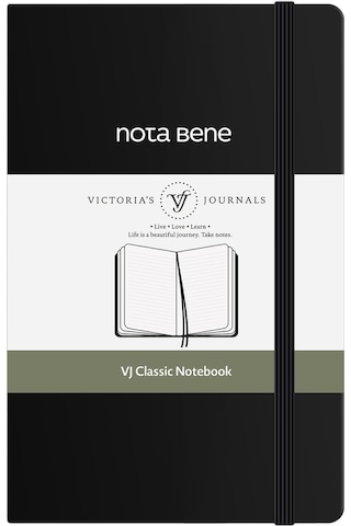 Nota Bene Classic Sert Kapak Defter, 9x14 Cm, Çizgili Siyah