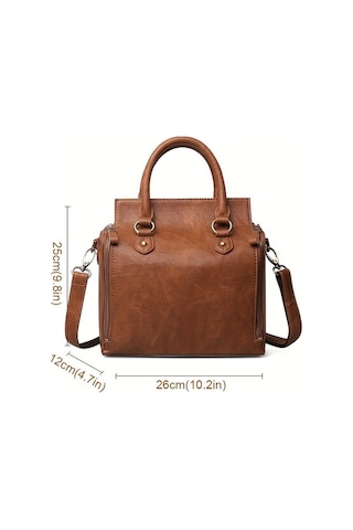 Shidai888 Retro Deri Kadın Çanta Kahverengi