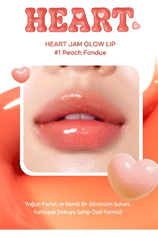 Yoğun Nemlendirici, Parlak Bitişli Balm Perıpera Heart Jam Glow Lip 1 Peach Fondue Peach Fondue
