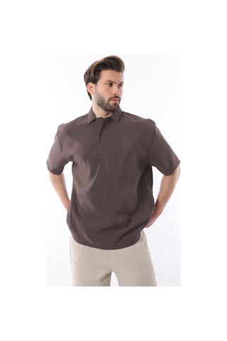Madmext Füme Oversize Rahat Kesim Kısa Kollu Gömlek 6744