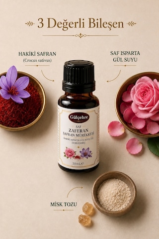 Yörem Afyon Hakiki Isparta Gül Suyu İle Demlenmiş Saf Zaferan Safran Mürekkebi | 20mL.