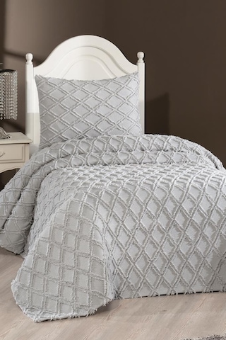 Çeyiz Diyarı Vesya 2 Parça Tek Kişilik Pike Takımı Gri Gri