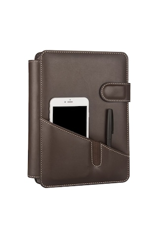 Organizer Ajanda Tarihsiz Kareli 4 Halkalı 20x26 CM - Kahve Kahverengi