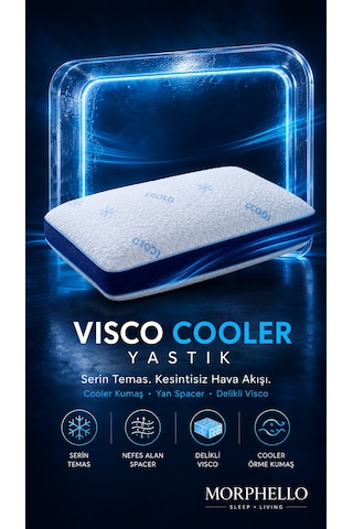 Morphello Visco Cooler Ortopedik Masaj Terapili Yastık Boyun Destekli Serinletici Visco Yastık Beyaz