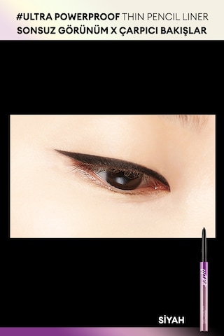 Pürüzsüz Çizim Sağlayan İnce Tasarımlı , Suya Dayanıklı Göz Kalemi Thin Pencil Liner (Dark Black)