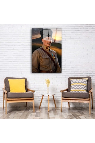 Atatürk Portresi 2 Yapay Zeka Cam Tablo