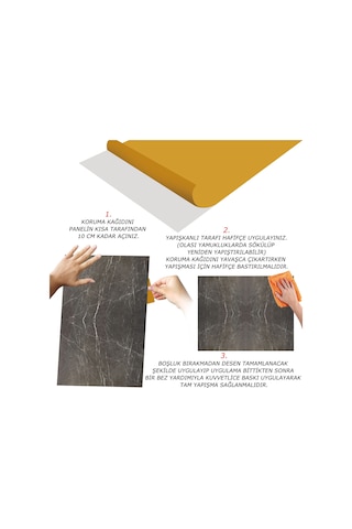 Tink Kendinden Yapışkanlı Siyah Bulut Desenli Pvc Panel 41x62 Cm