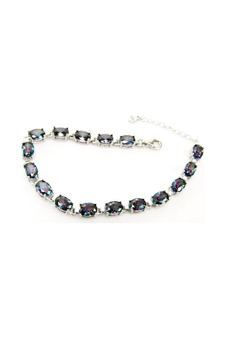 925 Ayar Gümüş Mistik Topaz Oval Taşlı Kadın Bileklik