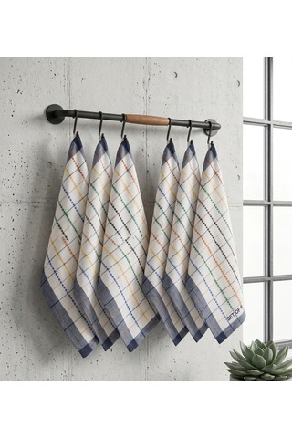%100 Pamuk Kurulama Bezi 6'lı Set 45 65 Cm Emici, Yıkanabilir, Renkli Desenli Çok Renkli