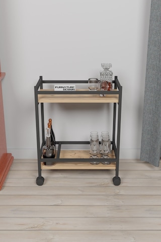 Servis Arabası Ev Tipi 2 Katlı Şişe Bölmeli Servant Atlantik Çam